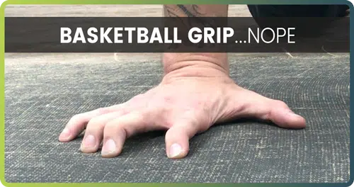 Hand placement in Handstand basketball grip