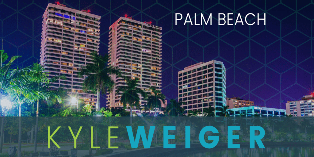 Handstand coach Kyle Weiger's Event Graphic Cover with Palm Beach's city lights and honeycomb pattern filter