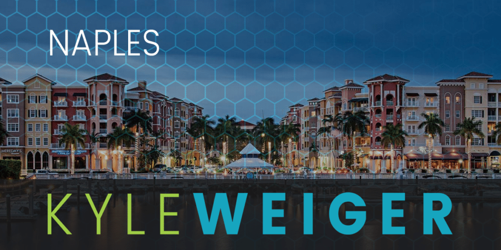 Coach Kyle Weiger's Event Graphic Cover with Naple's city lights and classic buildings and honeycomb pattern filter