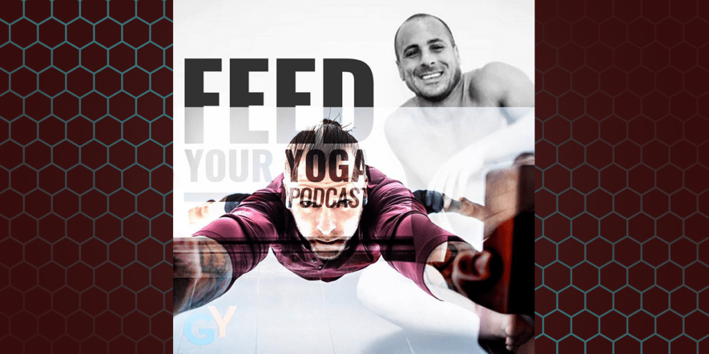 Thumbnail for Feed Your Yoga Podcast with honeycomb patterned background