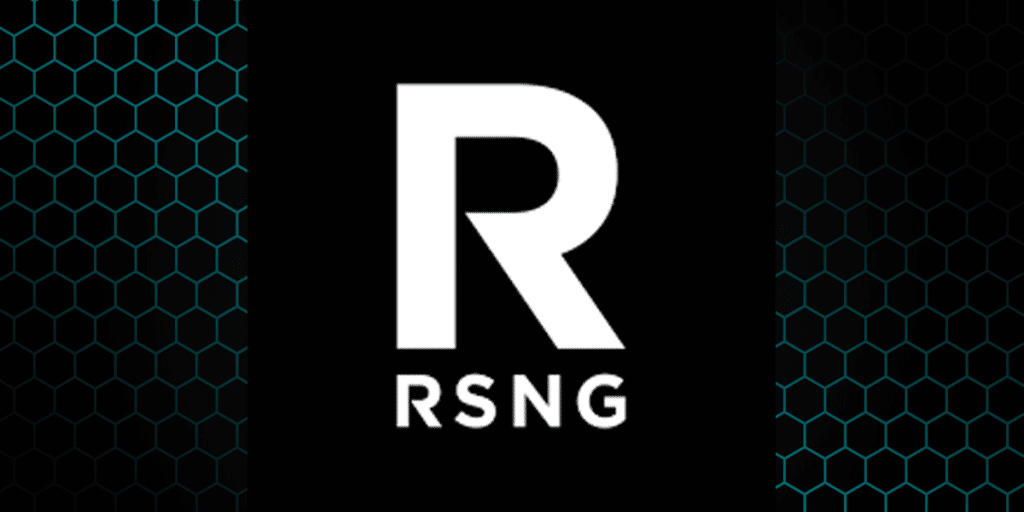 RSNG logo with honeycomb patterned background
