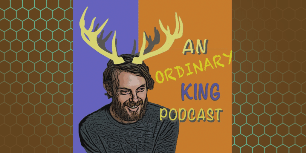 Graphic Media with text that says 'An Ordinary King Podcast' and picture of a male with reindeer horns illustration