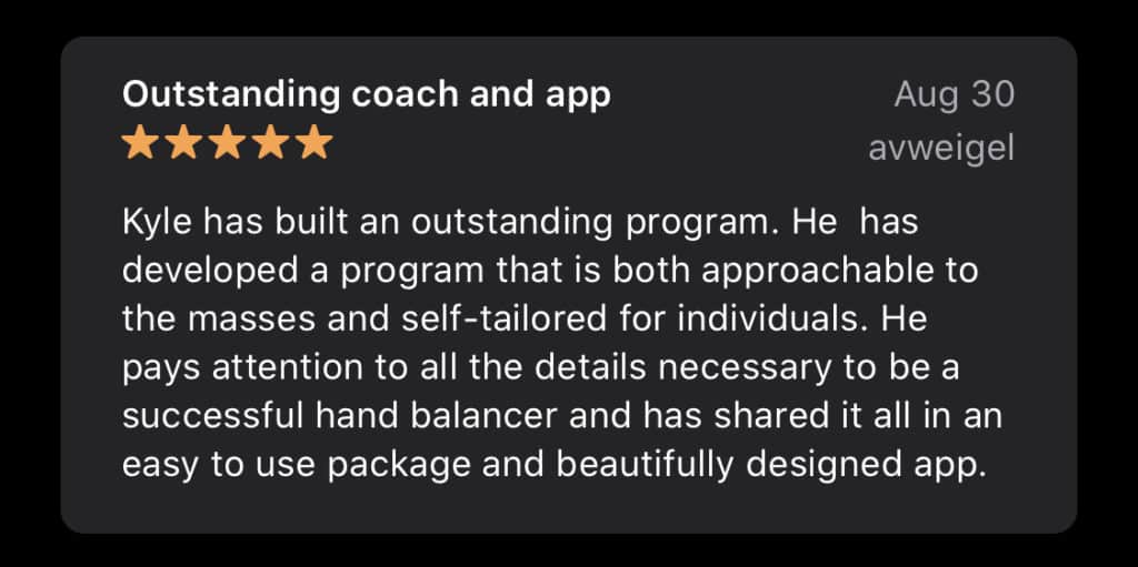 Handstand App Testimonial 3