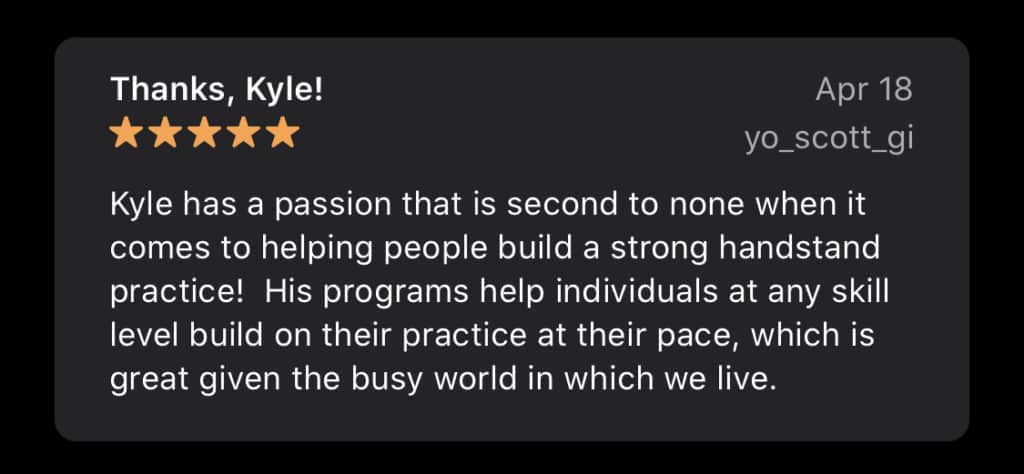 Handstand App Testimonial 4