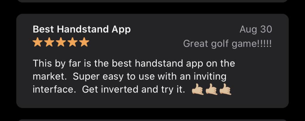 'Best Handstand App' review on coach Kyle Weiger's Handstand App