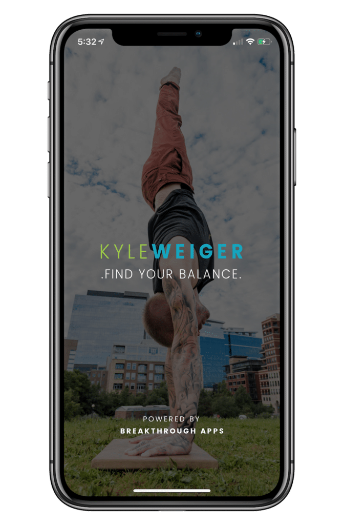 Homepage of coach Kyle Weiger's Handstanding App